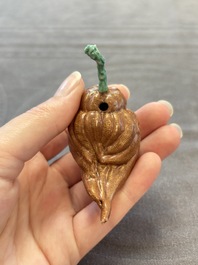 A Chinese doucai water pot and a 'Buddha's Hand' water dropper, Qianlong and Wo Ji 蝸寄 mark, 19/20th C.