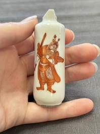 Three Chinese snuff bottles and a miniature vase, Kangxi and Qianlong marks, Kangxi and later