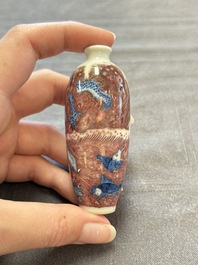 Three Chinese snuff bottles and a miniature vase, Kangxi and Qianlong marks, Kangxi and later