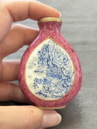Three Chinese snuff bottles and a miniature vase, Kangxi and Qianlong marks, Kangxi and later