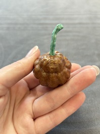 A Chinese doucai water pot and a 'Buddha's Hand' water dropper, Qianlong and Wo Ji 蝸寄 mark, 19/20th C.