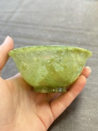 Six various Chinese agate, soapstone and serpentine wares, 19/20th C.