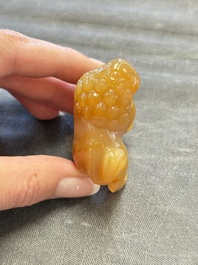 Six various Chinese agate, soapstone and serpentine wares, 19/20th C.