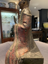 A large Chinese polychrome-lacquered and gilt bronze Daoist immortal, 17th C.