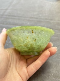 Six various Chinese agate, soapstone and serpentine wares, 19/20th C.