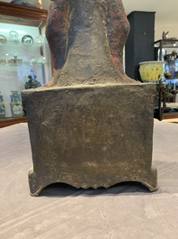 A large Chinese polychrome-lacquered and gilt bronze Daoist immortal, 17th C.