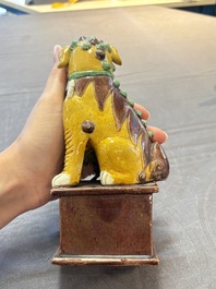 A Chinese sancai-glazed parrot, a pair of Buddhist lions and a 'Shou 壽' ewer, 19/20th C.