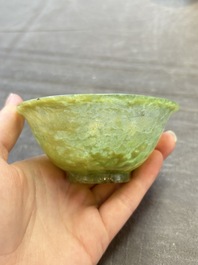 Six various Chinese agate, soapstone and serpentine wares, 19/20th C.