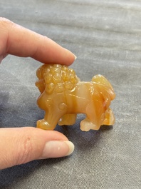 Six various Chinese agate, soapstone and serpentine wares, 19/20th C.