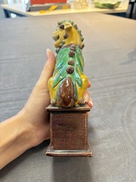 A Chinese sancai-glazed parrot, a pair of Buddhist lions and a 'Shou 壽' ewer, 19/20th C.