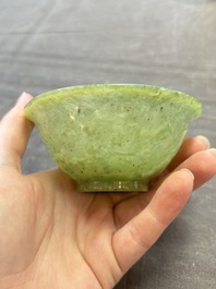 Six various Chinese agate, soapstone and serpentine wares, 19/20th C.