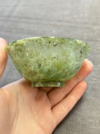 Six various Chinese agate, soapstone and serpentine wares, 19/20th C.