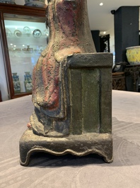 A large Chinese polychrome-lacquered and gilt bronze Daoist immortal, 17th C.