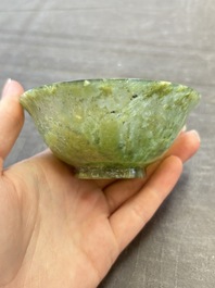 Six various Chinese agate, soapstone and serpentine wares, 19/20th C.