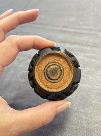 Six various Chinese agate, soapstone and serpentine wares, 19/20th C.