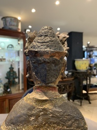 A large Chinese polychrome-lacquered and gilt bronze Daoist immortal, 17th C.