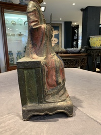 A large Chinese polychrome-lacquered and gilt bronze Daoist immortal, 17th C.