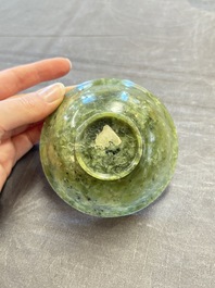 Six various Chinese agate, soapstone and serpentine wares, 19/20th C.