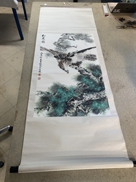 Su Yunchang 蘇運昌: 'Eagle', ink and colour on paper, 20th C. and Dong Liangguan 董良觀: 'Eagle', ink and colour on paper, 20th C.