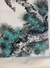 Su Yunchang 蘇運昌: 'Eagle', ink and colour on paper, 20th C. and Dong Liangguan 董良觀: 'Eagle', ink and colour on paper, 20th C.