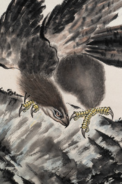 Su Yunchang 蘇運昌: 'Eagle', ink and colour on paper, 20th C. and Dong Liangguan 董良觀: 'Eagle', ink and colour on paper, 20th C.