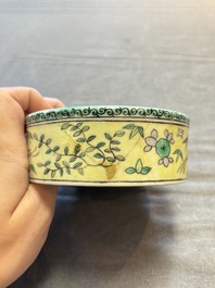 A pair of Chinese verte biscuit 'fish' jars and covers, 19th C.