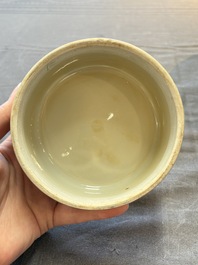 A pair of Chinese verte biscuit 'fish' jars and covers, 19th C.
