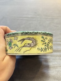 A pair of Chinese verte biscuit 'fish' jars and covers, 19th C.