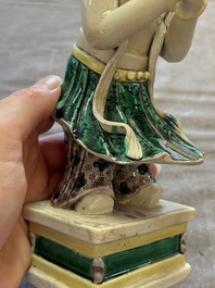 A Chinese sancai-glazed figure of Sudhana, 19th C.