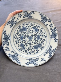 15 Chinese blue and white plates with floral and 'shou 壽' design, Yongzheng mark, 18th C.