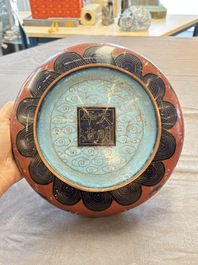 Five various Chinese cloisonn&eacute; wares, 19th C.