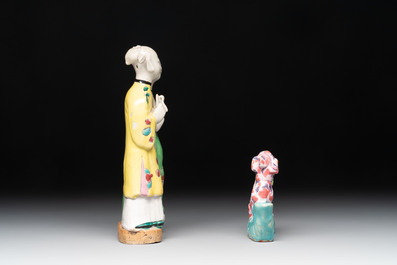A Chinese famille rose 'Mandarin' group and a 'Qilin' water dropper, Qianlong
