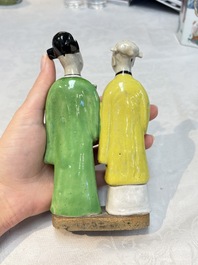 A Chinese famille rose 'Mandarin' group and a 'Qilin' water dropper, Qianlong