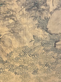 In the manner of Yun Shouping 惲壽平 (1633-1690): 'Pheasant and Peonies', ink and colour on silk