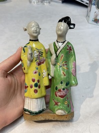 A Chinese famille rose 'Mandarin' group and a 'Qilin' water dropper, Qianlong