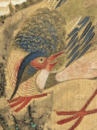 In the manner of Yun Shouping 惲壽平 (1633-1690): 'Pheasant and Peonies', ink and colour on silk
