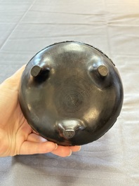 Five various Chinese wooden carvings and a censer, 19/20th C.