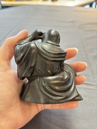 Five various Chinese wooden carvings and a censer, 19/20th C.