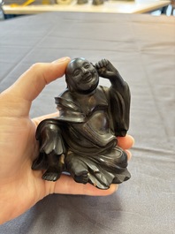 Five various Chinese wooden carvings and a censer, 19/20th C.