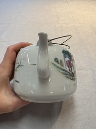 Four Chinese famille rose teapots, Luo Yong Sheng Hao 罗永盛号 mark, 20th C.