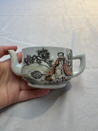 Four Chinese famille rose teapots, Luo Yong Sheng Hao 罗永盛号 mark, 20th C.