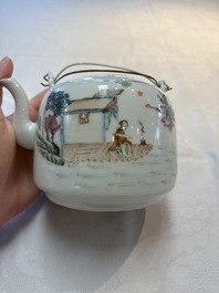 Four Chinese famille rose teapots, Luo Yong Sheng Hao 罗永盛号 mark, 20th C.