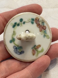 Four Chinese famille rose teapots, Luo Yong Sheng Hao 罗永盛号 mark, 20th C.