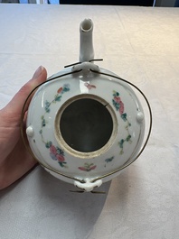 Four Chinese famille rose teapots, Luo Yong Sheng Hao 罗永盛号 mark, 20th C.