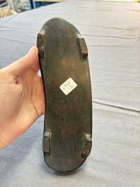 Five various Chinese wooden carvings and a censer, 19/20th C.