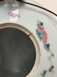 Four Chinese famille rose teapots, Luo Yong Sheng Hao 罗永盛号 mark, 20th C.