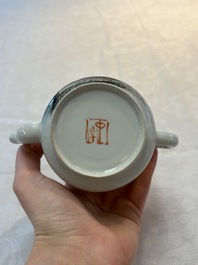 Four Chinese famille rose teapots, Luo Yong Sheng Hao 罗永盛号 mark, 20th C.