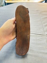 Five various Chinese wooden carvings and a censer, 19/20th C.