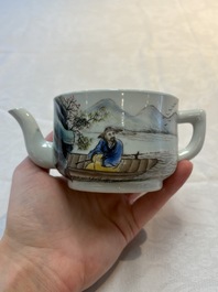 Four Chinese famille rose teapots, Luo Yong Sheng Hao 罗永盛号 mark, 20th C.