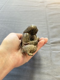 Five various Chinese wooden carvings and a censer, 19/20th C.